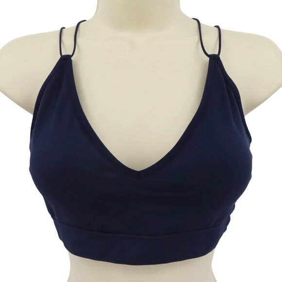 Lily Of France Women L/XL Solid Blue Wireless Strappy Pullover Bralette Bra - Picture 1 of 9